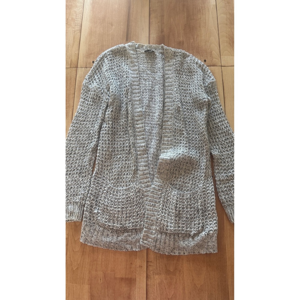 Express Women's XS Marled‎ Gray White Open Front Chunky Knit Cardigan Sweater